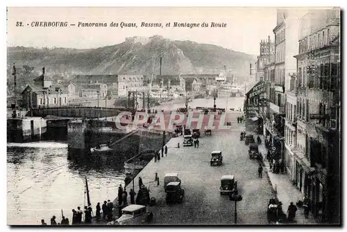 Ansichtskarte AK Cherbourg Panorama des Quais Bassins et Montagne du Route