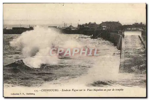 Ansichtskarte AK Cherbourg Etude de Vague sur la Place Napoleon un Jour de tempete