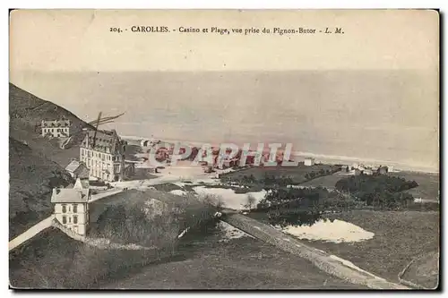 Cartes postales Carolles Casino et Plage vue prise du Pignon Butor