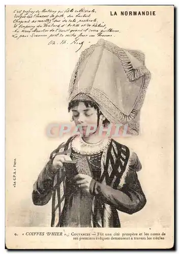 Cartes postales Coiffes D Hier Coutances Fut une cite prospere et les noms Folklore Costume Coiffe