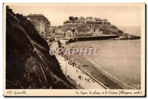 Cartes postales Granville la digue la plage et le lasino