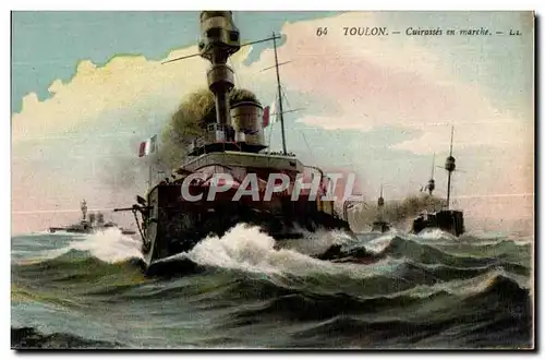 Cartes postales Toulon Cuirasses en marche Bateau