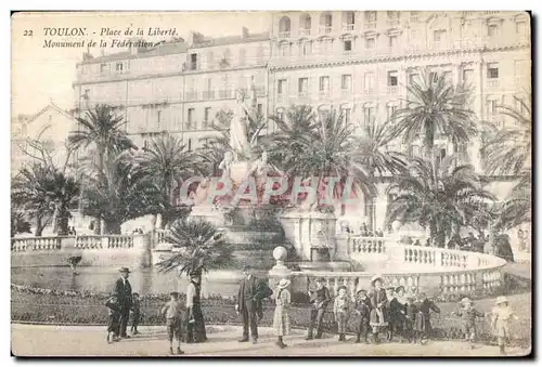 Cartes postales Toulon Place de la Libere Monument de la Federation Enfants