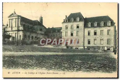 Cartes postales Autun Le College et l Eglise Notre Dame