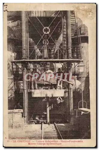 Cartes postales LE Creusot Usines Schneider Hauts fourneaux Monte charge hydraulique