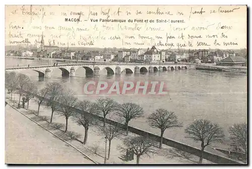 Cartes postales Macon Vue Panaramique du Pont et de Saint Laurent