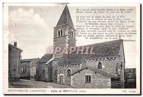 Cartes postales Souvenirs De Lamartine Eglise de Milly