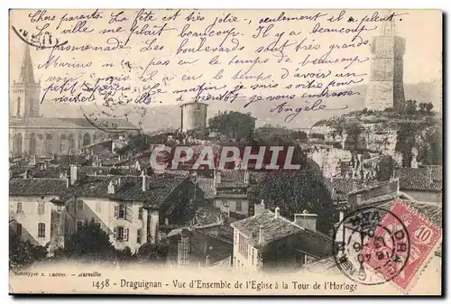 Cartes postales Draguignan Vue d Ensemble de I Eglise a la Tour de Tour de I Horloge