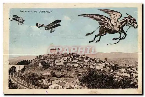 Cartes postales Souvernir De Gonfaron Avion Ane aile Donkey