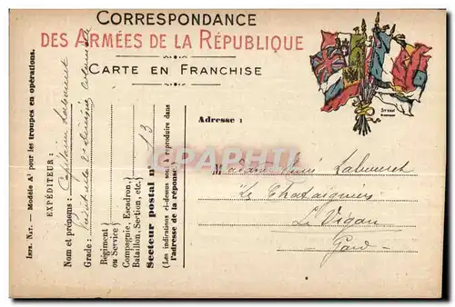 Carte de Franchise Militaire Lahuret Le Vigan