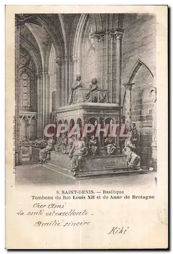 Cartes postales Saint Denis Basilique Tombeau du Roi Louis XII et de Anne de Bretagne