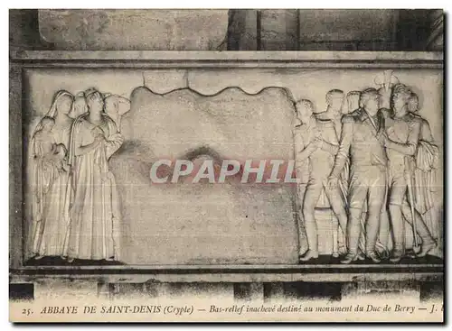 Cartes postales Abbaye de Saint Denis (Crypte) Bas relief inacheve destine au monument du Duc de Berry