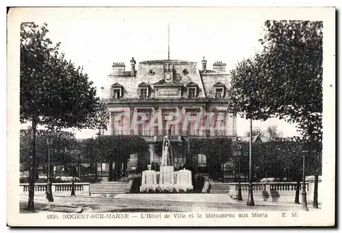Cartes postales Nogent sur Marne L Hotel de Ville et le Monument aux Morts