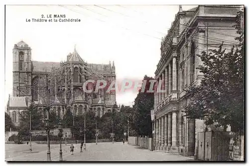 Cartes postales Le Mans Le Theatre et la Cathedrale