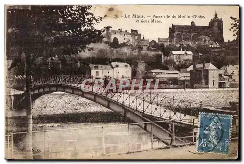 Cartes postales Le Mans Passerelle du Moulin d Enfer et vieux Mans