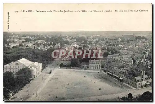 Ansichtskarte AK Le Mans Panorama de la Place des Jacobins vers la Ville Le Theatre Le Theatre a gauche au loin