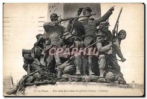 Cartes postales Le Mans Bas rellef de la statue du general Chanzy Militaria