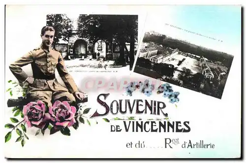 Cartes postales Souvenir De Vincennes Artillerie Militaria