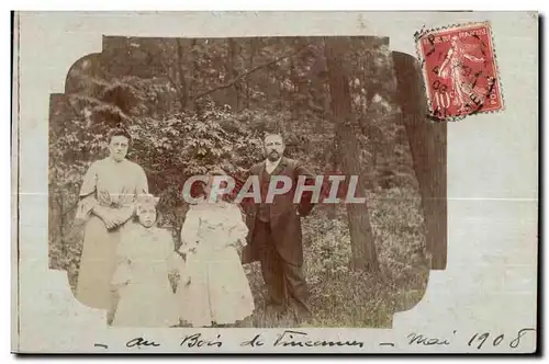 CARTE PHOTO Bois de Vincennes Mai 1908 Famille dans le bois