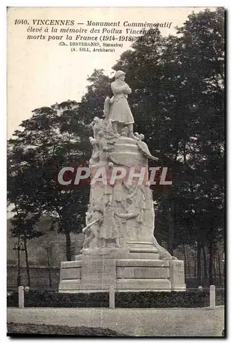 Ansichtskarte AK Vincennes Monument Commemoratif eleve a la memoire des Poilus Vincennes Militaria