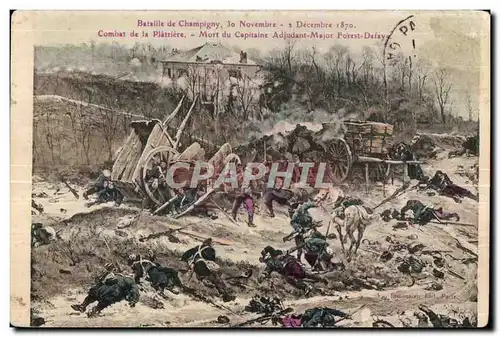 Ansichtskarte AK Bataille de Champigny Combat de la Platriere Mort du Capitaine Adjudant Major Forest Defaye 1870