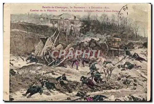 Cartes postales Bataille de Champigny Combat de la Platriere Mort du Capitaine Adjudant Major Forest Defaye 1870