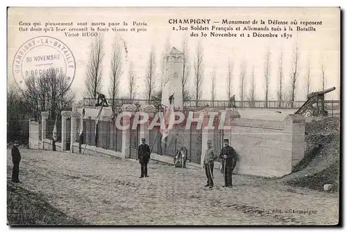 Ansichtskarte AK Champigny Monument de la Defense Ou reposent Soldats Francais et Allemands tues a la Bataille 18
