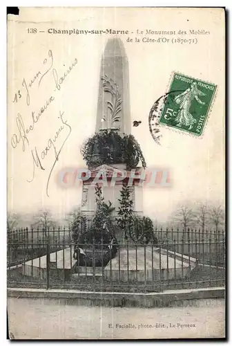 Cartes postales Champigny sur Marne Le monument des Mobiles de la cote d or 1870 1871 Militaria