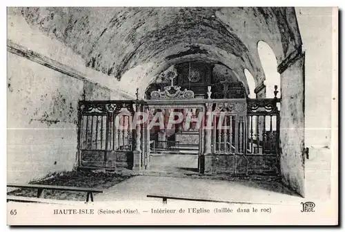 Cartes postales Haute Isle (Seine et Oise) Interieur de I Eglise (laillee dans le roc)