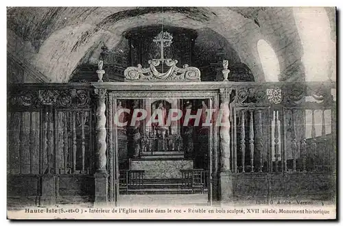 Cartes postales Haute Isle interieur de I Eglise taillee dans le roc Retable en bois sculpte XVII siecle Monumen