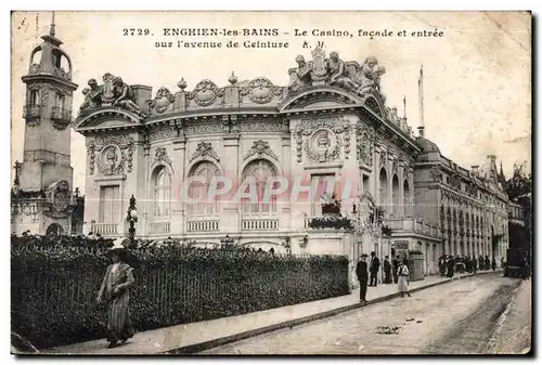 Cartes postales Enghien les Bains Le Casino facade et entree sur I avenue de Ceinture