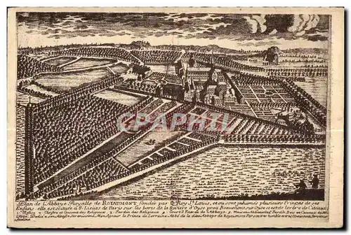Cartes postales Abbaye de royaumont asnieres oise (S et O ) vue d ensmble du XVIII siecle gravde aveline