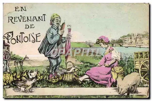 Cartes postales Pontoise En Revenant de Pontoise Cochon Pig