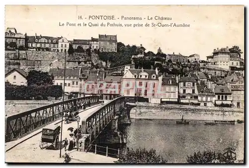 Cartes postales Pontoise Panormam Le Chateau Le POnt et Le Quai Du Pothuis Vue Prise de St Ouen I Aumone