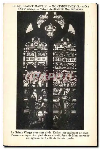 Cartes postales Eglise Saint Martin Montmorency (S et O) (XVI siecle) Vitrail du Jean De Montmorency