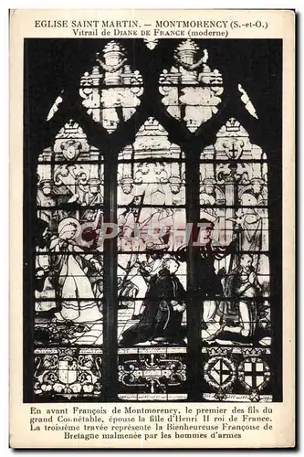 Cartes postales Eglise saint Martin Montmorency (S et O) Vitrail de Diane De France (moderne)