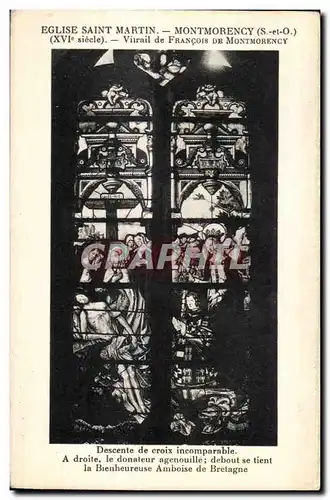 Cartes postales Eglish Saint Martin Montmorency (S et-O) Vitrail de Francois De Montmorency