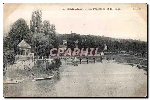 Cartes postales Isle adam la passerelle et la plage