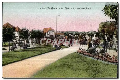Cartes postales L isle adam la plage les parterres fleuris