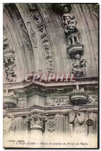 Cartes postales L isle adam details de sculpture du portail de I eglise
