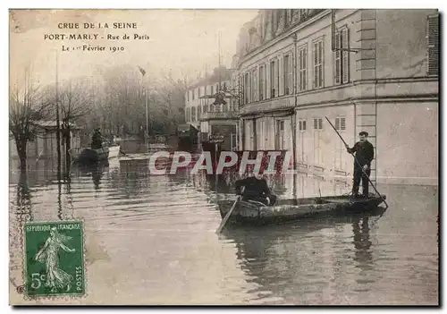 Cartes postales Crue de la Seine Port Marly Rue de Paris