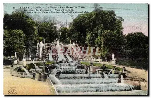 Cartes postales Saint Cloud Le Parc Les Grandes Eaux La grande Cascade Vue generale