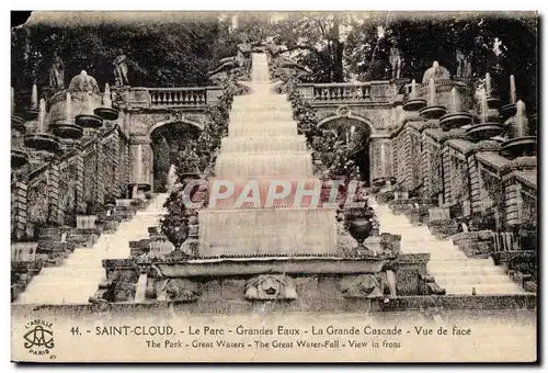 Cartes postales Saint Cloud Le Parc Grandes Eaux La Grande Cascade Vue De face