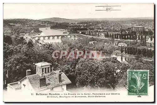 Cartes postales Bellevue Meudon La Boucle de la seine Panorama sur Sevres Avion Aeroplane