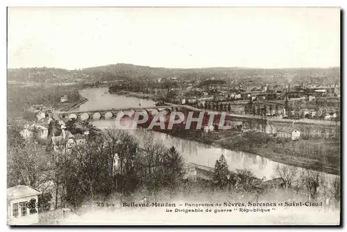 Cartes postales Meudon Foret De Bellevue Sevres Suresnes Saint Cloud Le dirigeable de guerre Republique Zeppelin
