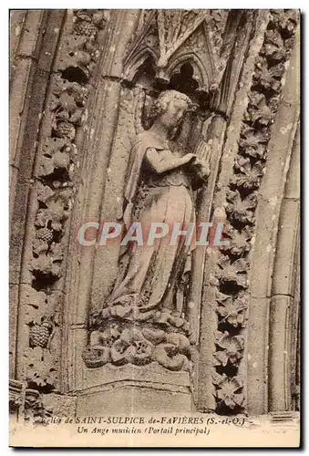 Cartes postales Eglise de Saint Sulpice de Favieres (S et O) Un Ange musicien (Portail principal)