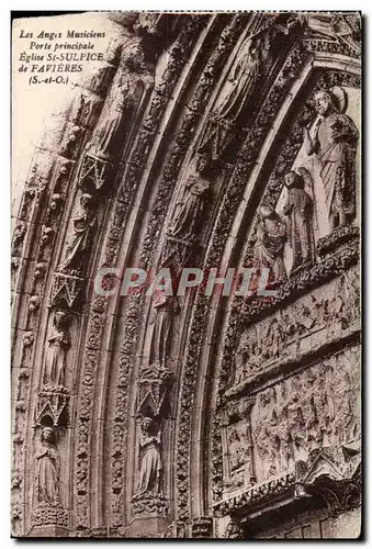 Cartes postales Les Anges Musicians Porte prinicipale Eglise St Sulpice de Favieres (S et O)