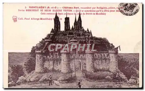 Cartes postales Montlhery (s et O) chateau port reconstitue par rodiggiero peintre en devise meminerit se deum h