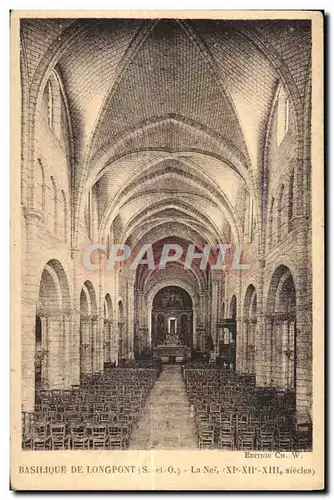 Longpont - La Basilique - Le Nef - Ansichtskarte AK