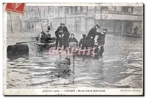 Clichy - Boulevard National - Janvier 1910 - Inondation - Ansichtskarte AK